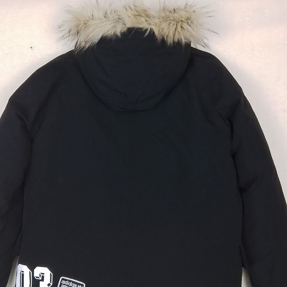 RARE 90s Adidas Originals Pakaian‎ Logo L Black Down Feather Coat - Picture 10 of 16